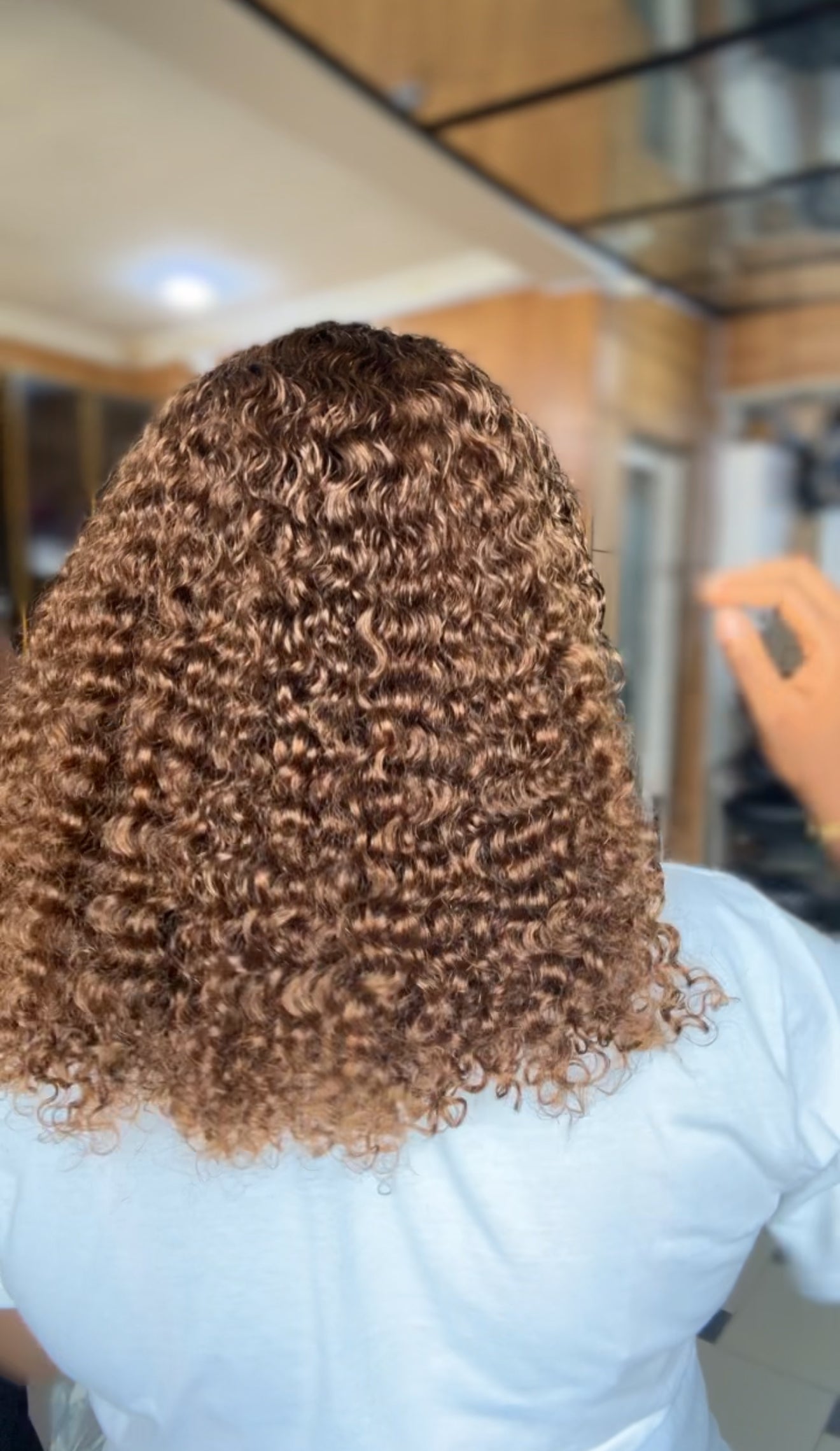 Double drawn chestnut pixie curls glue-less wig